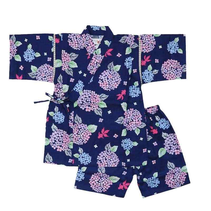 Rakuten - [アンジェリックニーナ] R7 甚平スーツ 女の子 甚平女の子 (19.あじさい（ネイビー）, 90cm)