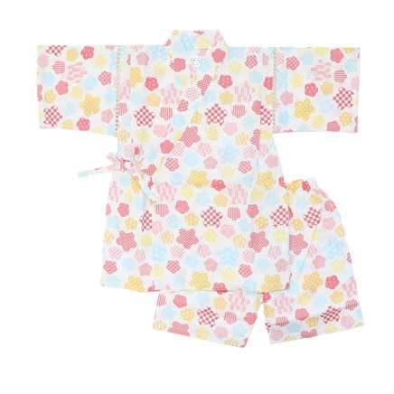 [アンジェリックニーナ] R7 甚平スーツ 女の子 甚平女の子 (11.花小紋（ホワイト）, 90cm)日本製の生地で綿100%　スラブ天竺 ベビー＆キッズ甚平上下セットタイプ
