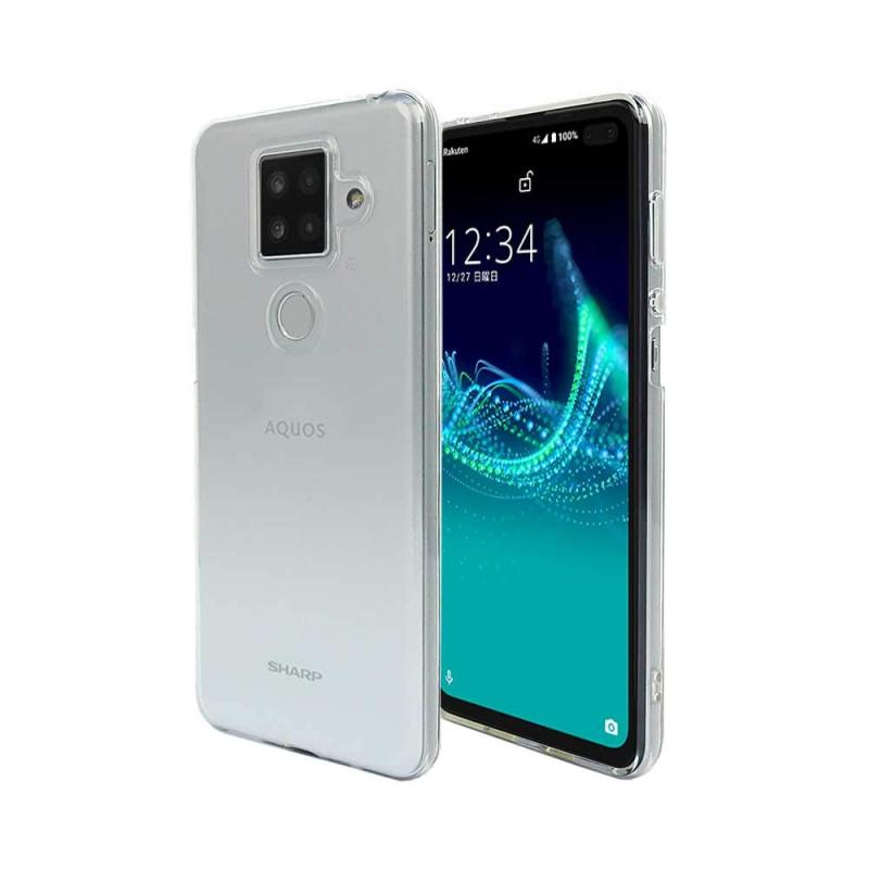 AQUOS sense4 plus SH-M16 互換対応 スマホケース クリア カバー 耐衝撃 薄型 耐熱性 シンプル 高光沢 軽量 ソフト ラバーケース ストラップホール付  (AQUOS sense4 plus)