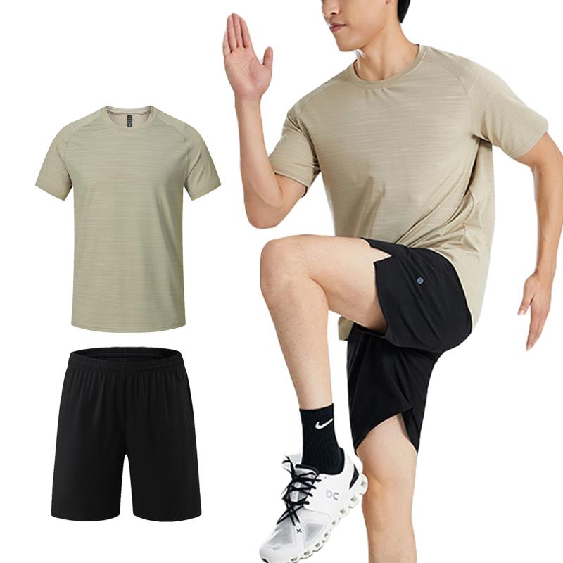 [ANONIE] スポーツウェア メンズ 上下セット 接触冷感 超伸縮 ストレッチ トレーニングウェア ジャージ 2点セット 半袖シャツ ハーフパンツ 大きいサイズ ルームウェア 薄手 吸汗速乾 無地 通