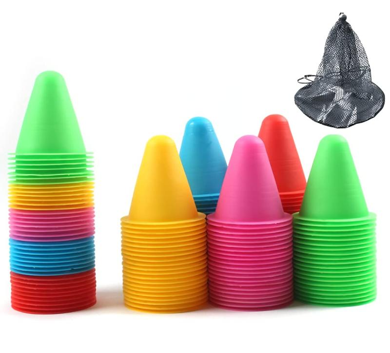 【SRrabbit】小さい マーカーコーン ミニ カラーコーン 三角 高さ8cm 5色 メッシュ収納袋付き