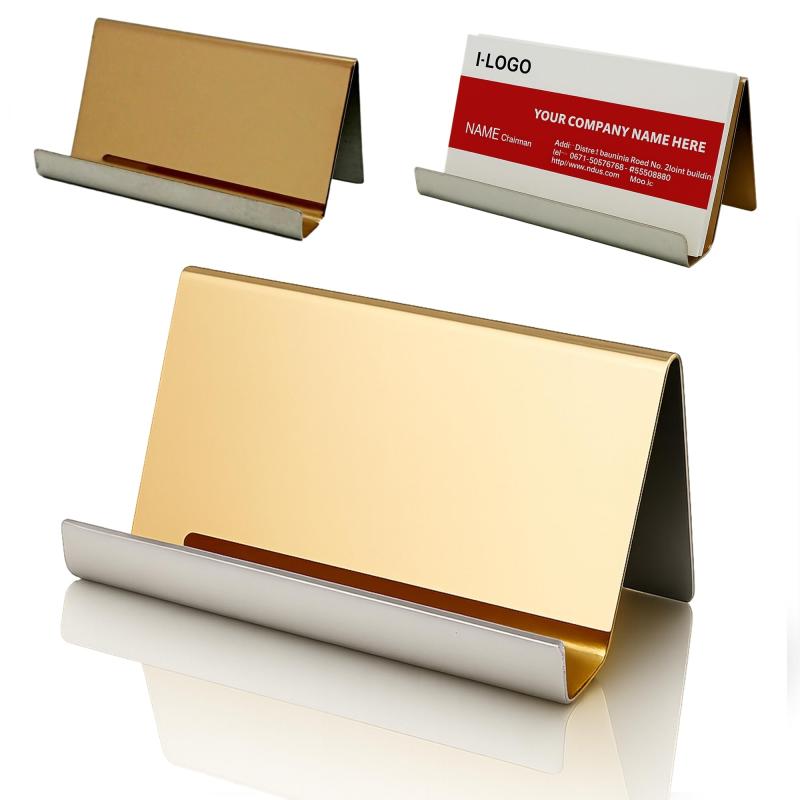 插卡臺 - (アウプル) カードスタンド 卓上 名刺立て ステンレス製 ショップカード 美容室 見やすい角度 (3個セット)
