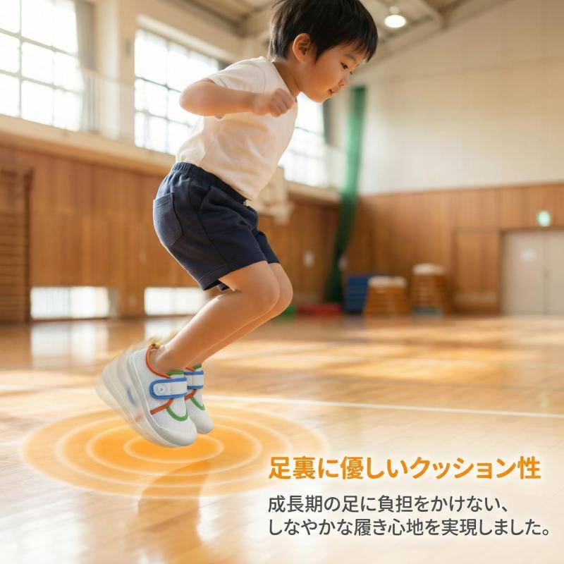 [HAPLUE]園児 上履き 室内履き 男の子 女の子 通気 メッシュ マジックテープ 軟らかい底 男女兼用 洗える 保育園 幼稚園 足育シューズ TBX2625 skylight-10616743 スカイライト サンプル画像3