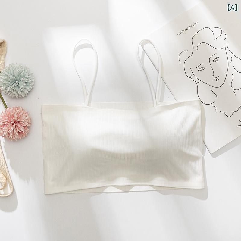 夏 用 アイスシルクブラトップ 女子 学生 美 背 キャミソール 胸元を 覆う 中高生 露出 防止 薄手(x3)