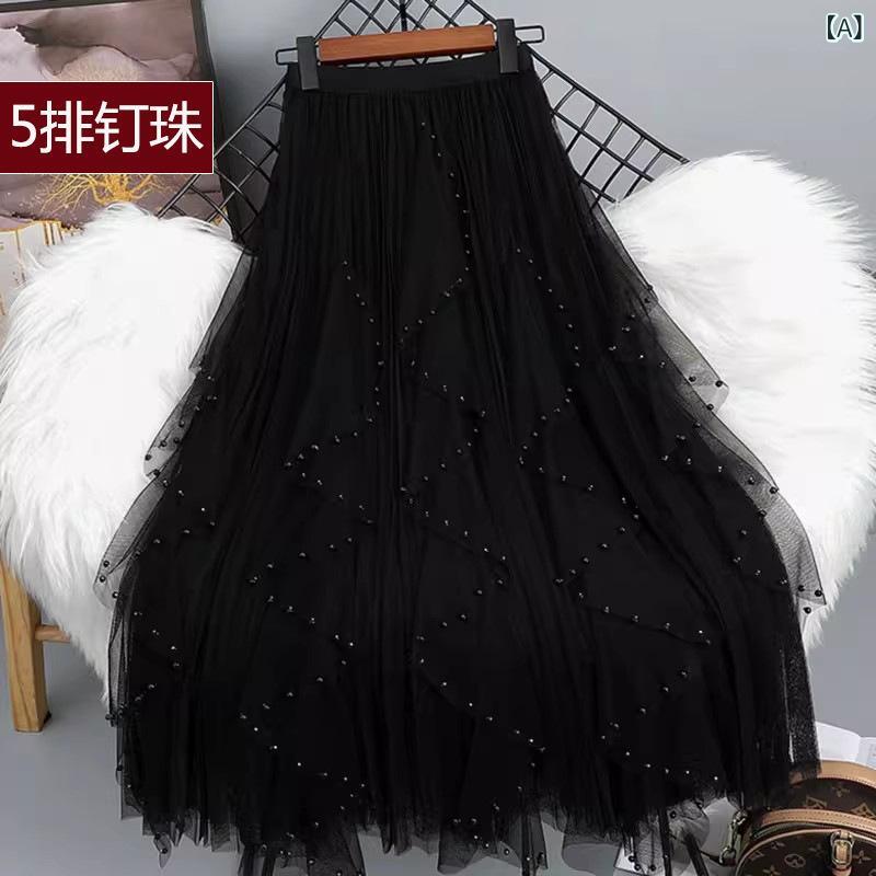 Rakuten - 重工の ビーズの 網の スカートの 大きい サイズは 太って います。