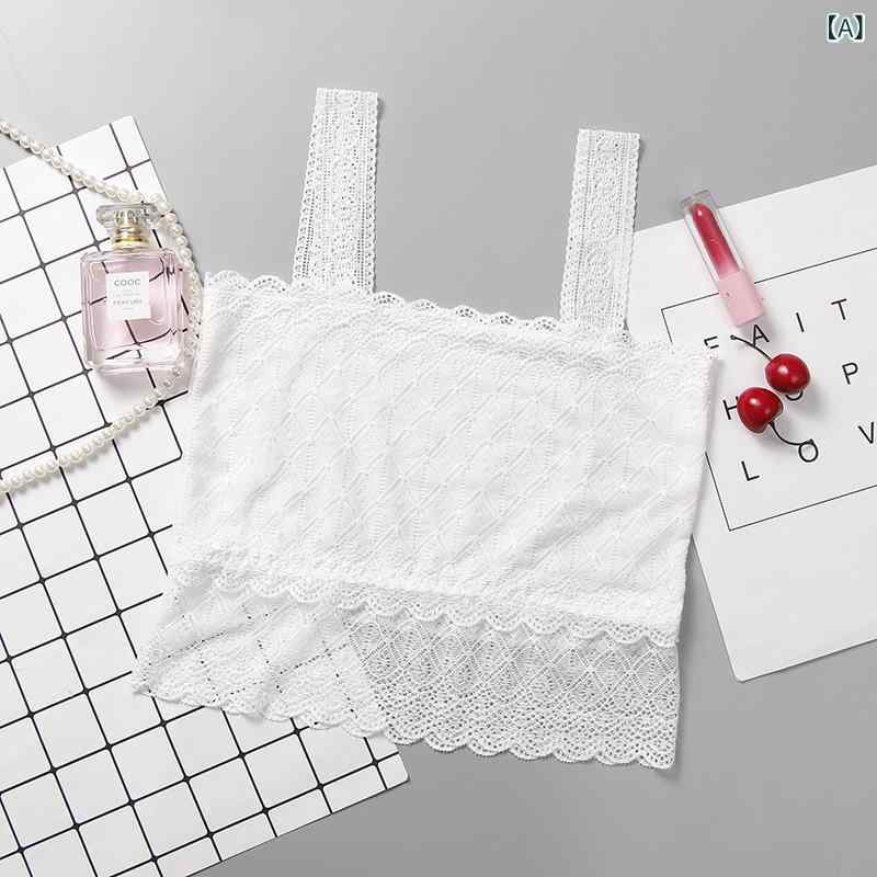 胸 パッド なし レディースレースブラトップ、 露出 防止 キャミソール、 ノンワイヤーバックレスブラ