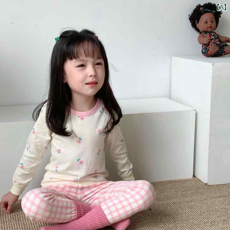 子供の 骨の ない 秋の 服の 秋の ズボンの スーツの かわいい 漫画の 秋冬の 純綿の パジャマの 赤ちゃんの 韓国 版の 下着の 部屋の 服