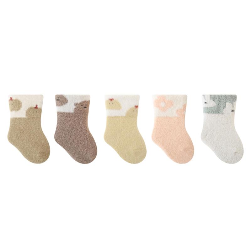 スカイライトの[HAYAHARU] ベビー 靴下 可愛い 厚手 赤ちゃん もこもこソックス 男の子 女の子 あったかい 靴下 綿 柔らかい 新生児 ソックス 履き心地 出産祝い 5足セット｜アングル2