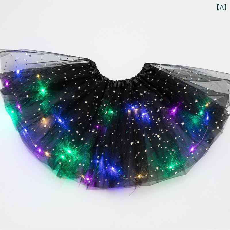アマゾンの クロス ボーダーの 大人の 星の 明るい LEDの 会の 明るい tuuの 紗の スカートの 王女の 半身の 網の 紗の 蓬の スカート