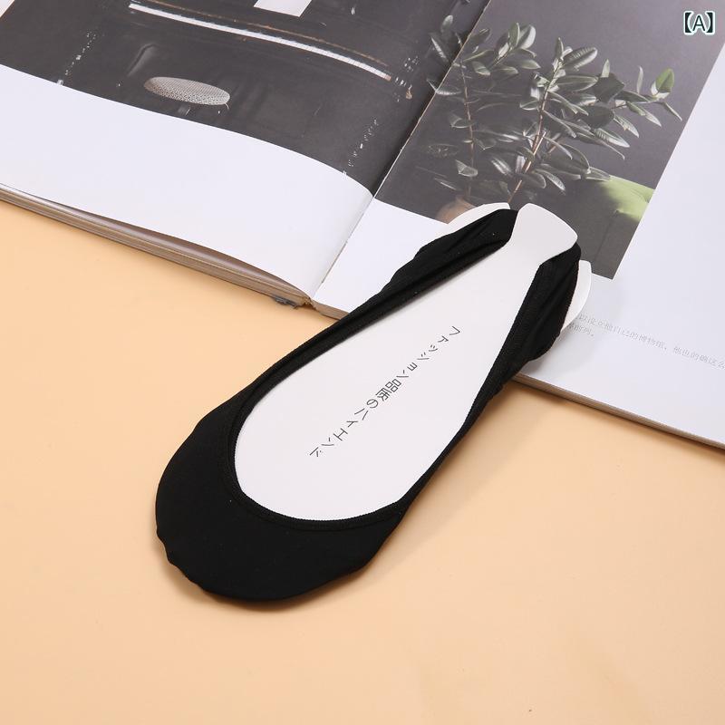 個性 的な ステルスの 氷の 糸の ガーターは シリコンの ハイヒールの 浅い 口の 女性の 靴下の 前の ..