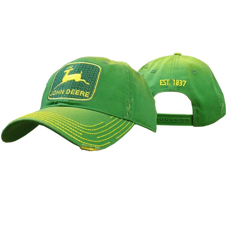 John Deere NCAA メンズ ビンテージ ロゴ キャップこのキャップにはカーブしたつばが付いています。このキャップはスナップ留めです。