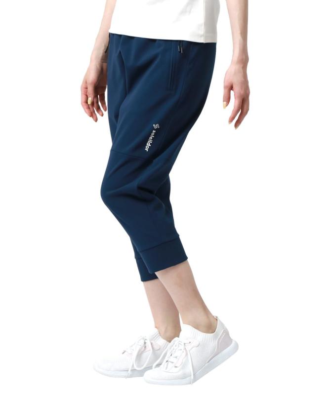 [ソレイルドール] ハーフパンツ レディース 下 7分丈 無地 ワンポイント ロゴ プリント ヨガ ピラティス ジム