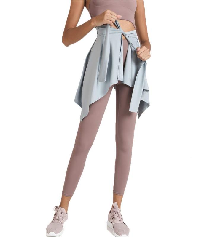 [MORGEN SKY] スポーツウェア レディース ヒップスカーフ フレア 体型カバー ウエストバンド テニススコート スカート代わり 吸汗速乾 フィットネス ランニング ヨガ YJ19