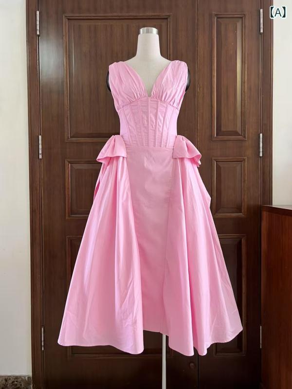 2025 夏の 外国 貿易 卸売 夏の 新しい ヨーロッパと アメリカン スタイルの V ネック チューブ トップスリムワイドプリーツファッションミニドレス(x2)