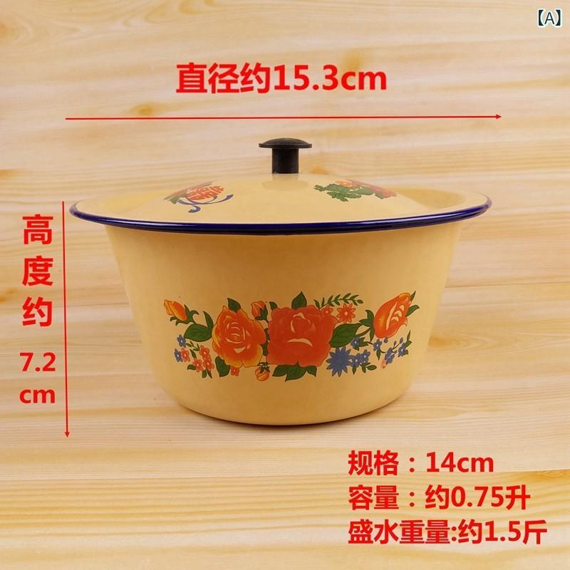 卸売り 豚 油 エナメル 缶 蓋 付き 家庭 用 エナメル 缶 キッチン 鉄 盆 古い 油 盆 エナメル 缶双 喜 糖 ボウル
