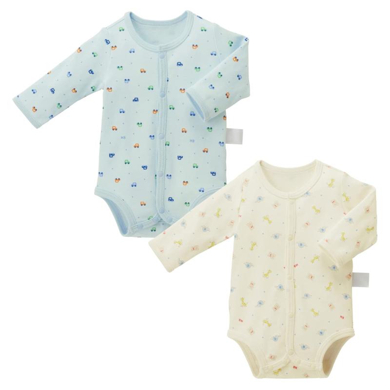 Maternity Foods - [ミキハウス ホットビスケッツ] 長袖ボディシャツ2枚セット(前開き仕様) 74-9936-572
