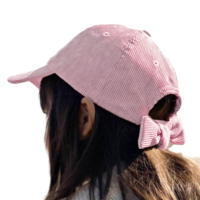 樂天商城 - [TRAX SHOP] リボンでサイズ調節できるバックリボンキャップ 帽子 キャップ キッズ リボン コーデュロイ 後ろリボン 春 秋 冬 秋冬 子ども帽子 52センチ 54センチ TGY-0102