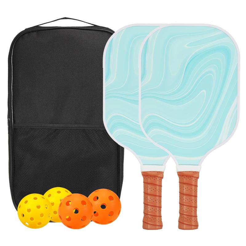 PATIKIL ピクルボールパドルセット USAPA承認済みのファイバーグラス表面ピクルボールラケット クッショングリップ付き パドル2本 ピクルボール4個 キャリーバッグ1個 男性 女性向け スカイブ(4.0)
