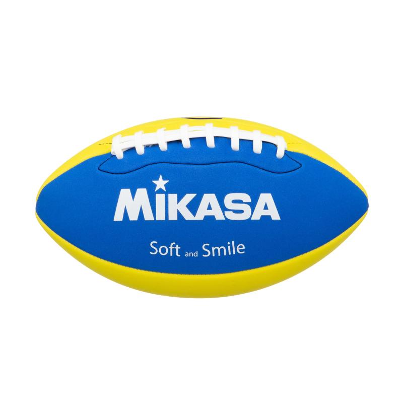 ミカサ(MIKASA) フラッグフットボール 公益財団法人 日本フラッグフットボール協会 推奨品 日本学校体育研究連合会認定 (小学生用) スポンジ(TPE)素材 FF-YBL 推奨内圧0.07(kgf/㎠)公益財団法人日本フラッグフットボール協会推奨品小学生用（TPE素材）カラー：イエロー×ブルー素材：スポンジ（TPE)直径：約17cm 円周：52-54cm×38-40cm重量：約140g～160g推奨内圧：0.07kgf/平方センチメートル学校教材に最適グリップ性があり、握りやすい