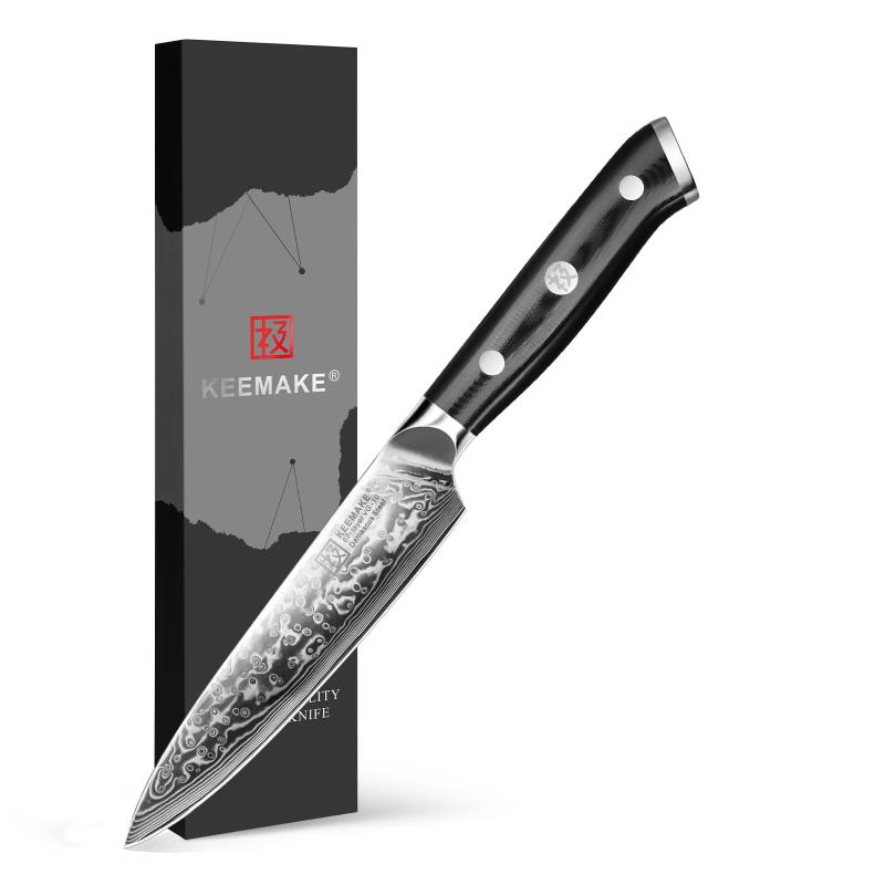 KEEMAKE 包丁 三徳 ダマスカス 180mm 67層 VG10 ステンレス よく切れる 万能 料理 両刃 家庭用 プレゼント 贈り物67層ダマスカス鋼も重ね合わせて鍛造し、美しいダマスカス槌目紋様があります。プロにも愛用される高級芯材VG10を使用したため、耐久性がいい切れ味も抜群です。サブゼロ処理によって硬度が高く、普通の鋼より切れ味がよく、耐久性もあります。