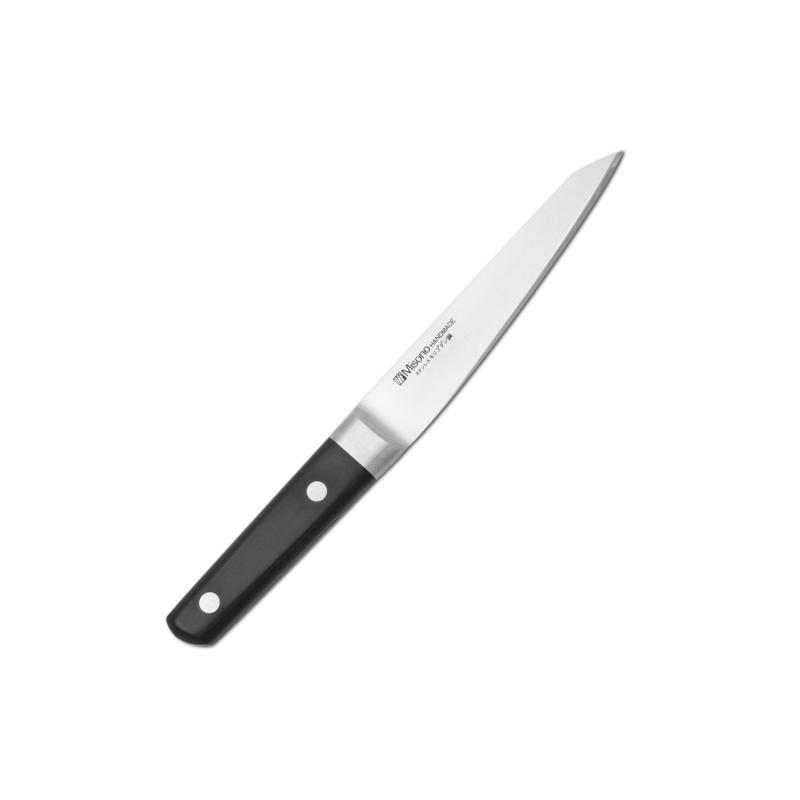 ミソノ(Misono) モリブデン鋼 骨すき丸型 No.542 (西型) 14.5cmメーカー型番:542サイズ:刃渡り 14.5 全長 26cm背厚:2.6mm重量:170g材質:ハイカーボン高級13クロム・ステンレス・モリブデン鋼 ハンドル:黒強化木原産国:日本