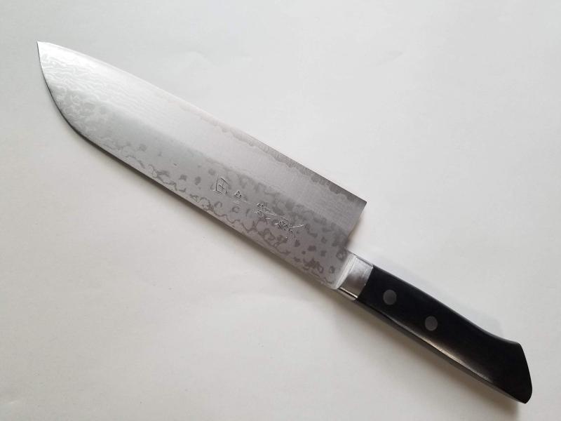 田中惣一商店 田中特製 ミルフィーユ包丁 三徳型 V金10号ダマスカス鋼 2006-kn-004ミルフィーユ包丁(V金10号)三徳型V金10号ダマスカス鋼すぐ、お使いいただけるように「本研ぎ」をしております。