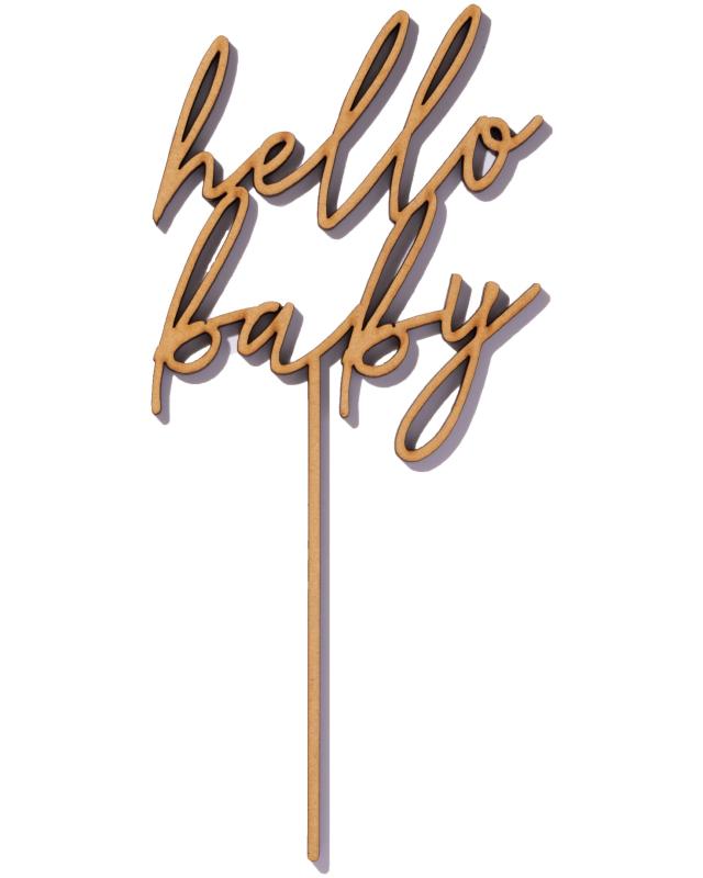 KNOP ”hello baby” ケーキトッパー 木製 ベビーシャワー