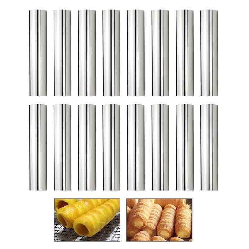 ベーキングツール 金型ツール 円筒型コルネ型 ステンレススチール ベーキング カンノーロ パン用品 製菓用品 16本 平らな口