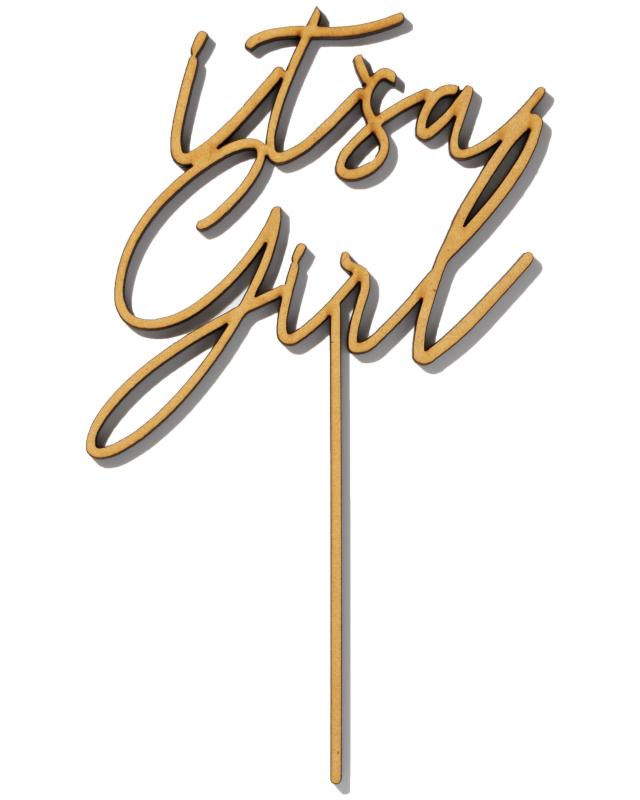KNOP（クノップ） ”it's a girl” ケーキトッパー 木製 ベビーシャワー