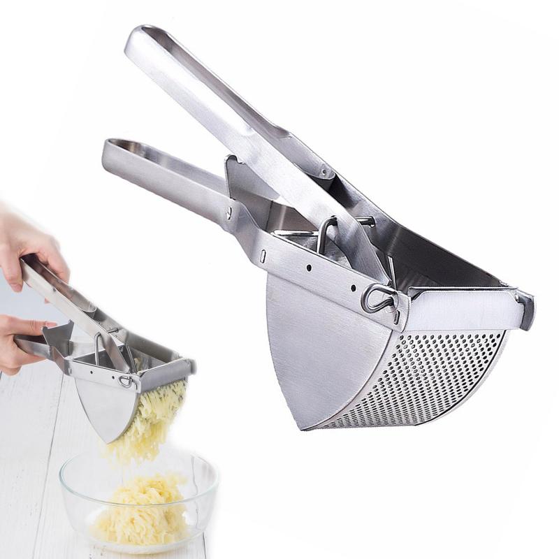 手動ポテトマッシャー 304ステンレス製 じゃがいもつぶし器 ハンドマッシャー 多機能 マッシュポテト器 810個穴でなめらか圧搾 加厚延長ハンドル 省力操作 離乳食/野菜マッシュ/果汁/フルー