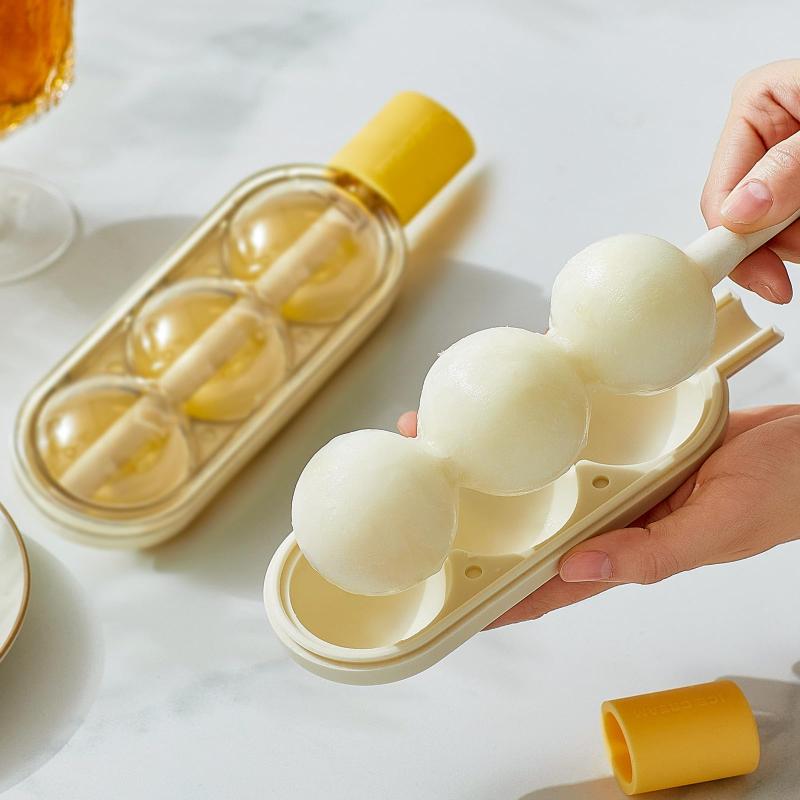 ZASA 三玉団子型 氷トレー 和菓子風アイスキューブ 3連団子型アイスボール ストロー機能付き 製氷トレーアイスキャンディー型 製氷皿 シリコン アイスキャンディー型 製氷器 手作りアイス