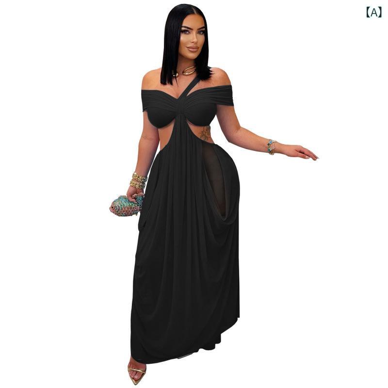 2025 アマゾン 夏の新 ファッション 女性の セクシーな チューブ トップスリムソリッドカラーシースルーメッシュドレス