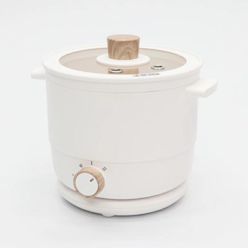 Modere コンパクトマルチポット, 5機能調理器, 透明蓋付き, 1-3人用, HCP-600W, ホワイト 多機能調理ポット コンパクト マルチポット
