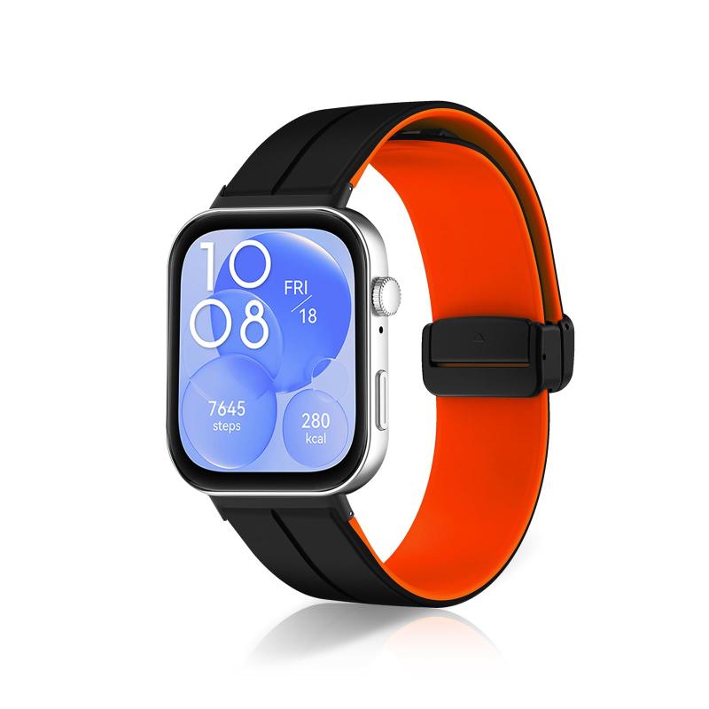  Huawei Watch Fit 5 Pro/4 Pro 対応 バンド シリコン製 弾力性 ファーウェイウォッチフィット5 Pro/5 交換バンド 磁気 バックル付き サイズ調節可能 替えベルト コンパチブル huawei watch