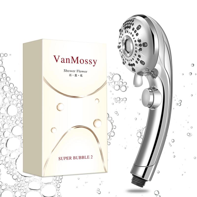 シャワーヘッド 節水シャワー VanMossy SUPER BUBBLE 超微細な軽いバブル ユニークバブル 進化させたシャワーヘッド 水圧調整 高洗浄力 水圧アップ しゃわ