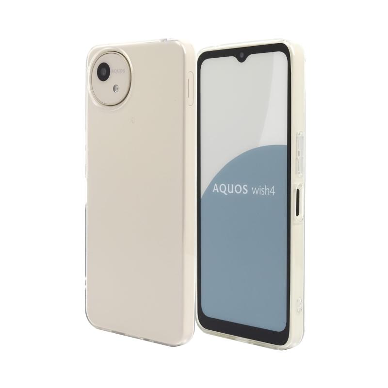 Provare AQUOS wish4 SH-52E SH-M27 用 ケース 透明 シリコン 耐衝撃 軽量 カバー ストラップホール