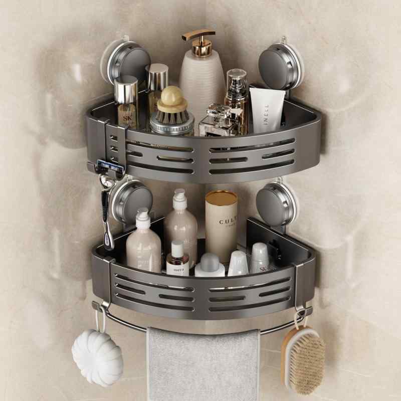 浴室 ラック 吸盤 バスルームラック アルミニウム お風呂 収納 グレイ シャンプーラック バスラック 浴..