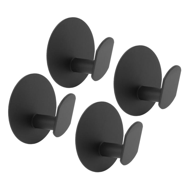 CAPASTEC 壁掛け 粘着フック 4個 タオルフック 錆びにくい 丸型 リビング用 バスルーム用 キッチン用 ユーティリティフック ブラック