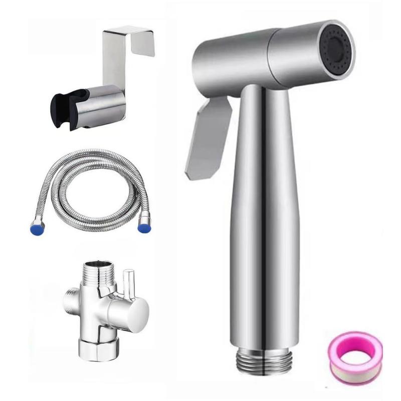 トイレ掃除用 ノズルセット シャワーヘッド 便器洗浄 高水圧 洗浄セット 分岐水栓付き ステンレス巻ホース 掃除 節水 水流調整 ハンドヘルドシャワー トイレ用 浴室用 屋外用 多機能 1.5m