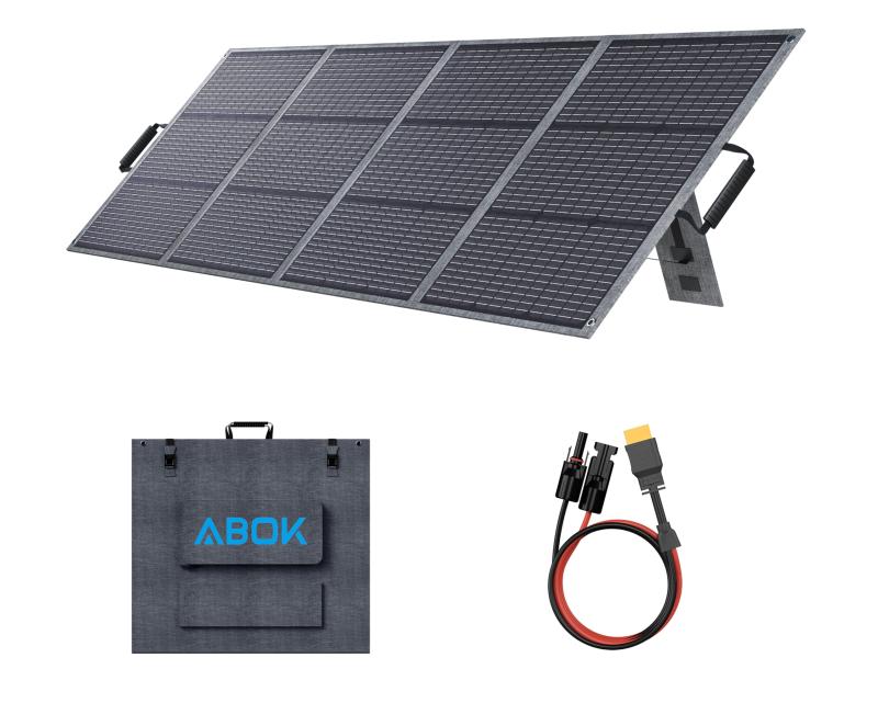 ABOK 200W ポータブルソーラーパネル ソーラーチャージャー 太陽光発電パネル充電器 折りたたみ式•調整式キックスタンド付き 変換効率23.5% 単結晶 ETFE素材 IP68防水防塵 薄型 軽量 コンパクト
