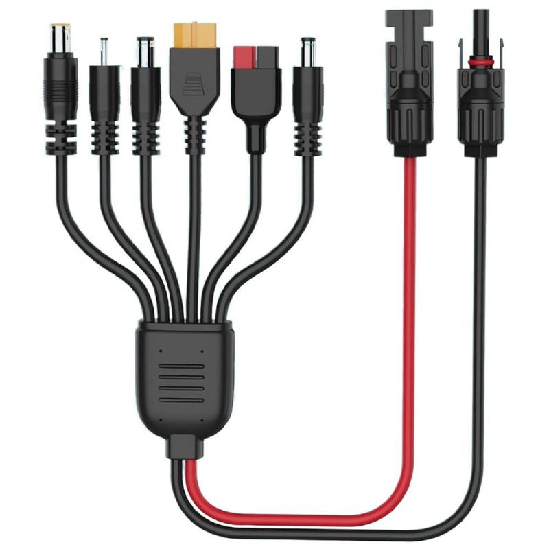 BIUTEFOR 2M 6 in 1 コネクタ ソーラー充電ケーブル MC4 コネクタ Anderson DC5521 DC6530 DC35135 XT60 DC7909 16AWG 延長ワイヤー 太陽光充電変換ケーブル RV用に適用