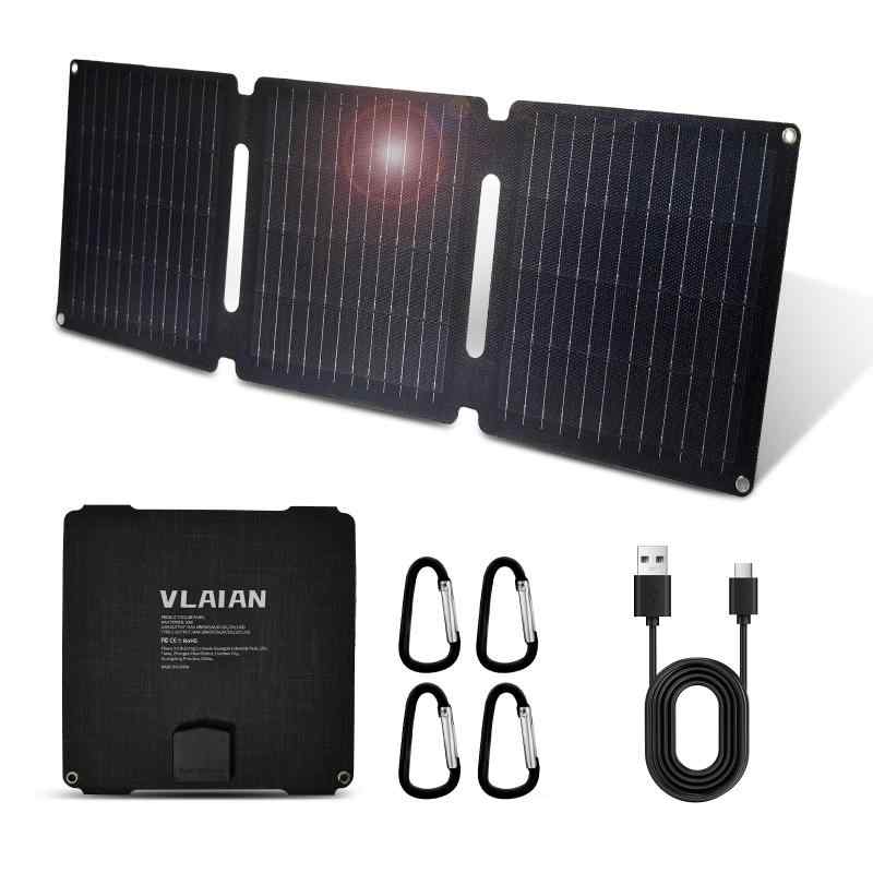 TALLPOWER 30Wソーラーパネル 折りたたみ式 携帯電話ソーラー充電器 USB/Type-Cインターフェース コンパクト ポータブル 単結晶シリコン 23.4%の高光電変換効率 自動発電 IP65防水防塵 携帯電話/タ