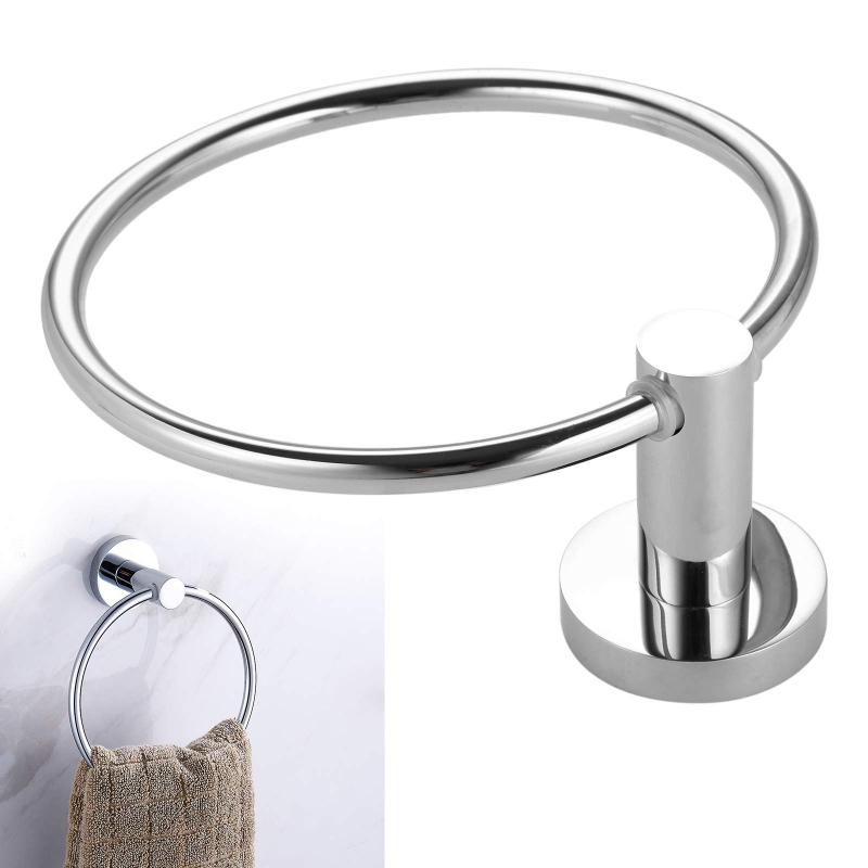 タオルリング タオル掛け ステンレス タオルハンガー トイレ バスルームアクセサリー キッチン 壁掛け シルバー ネジ付き 15.5cm