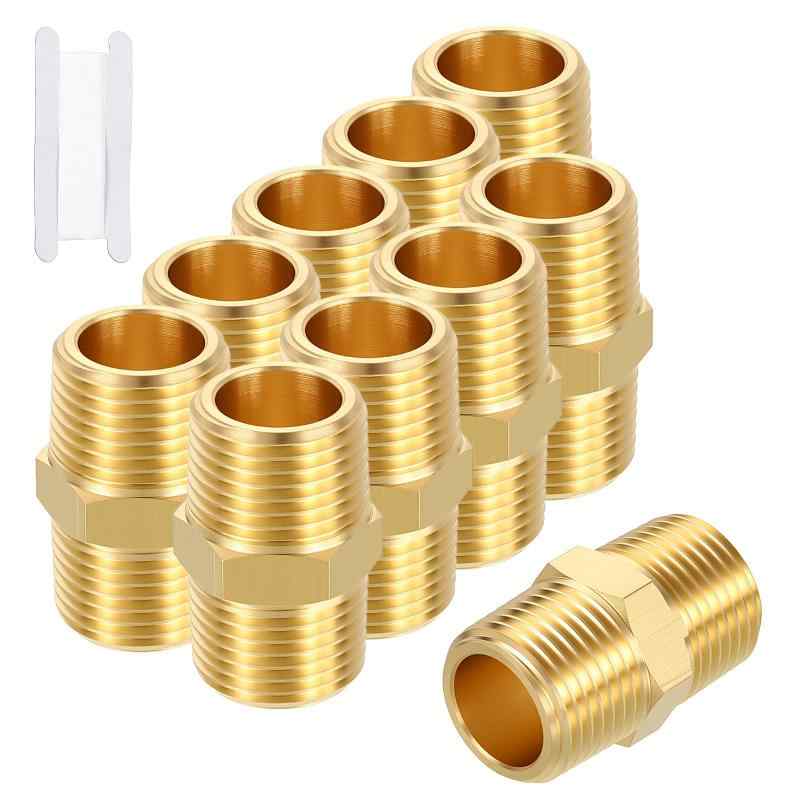 樂天商城 - Rebower 10パック メスからメスへ アダプター 3/8" MN P T x 3/8" MN P T ヘックスニップルパイプ延長フィッティング シールテープ付き 産業用 りゅう体転送 家庭菜園 水処理 ガスライン用