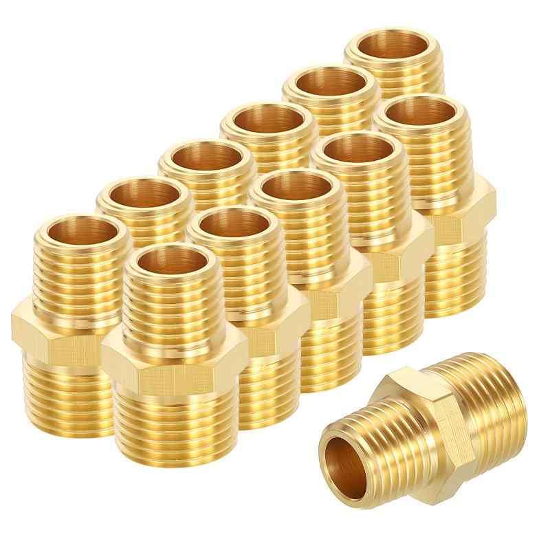 樂天商城 - Rebower 12個 メスからメスへ アダプター 3/8" MN P Tから1/4" MN P T 六角ニップルパイプ延長継手 産業 自動車 りゅう体転送 家庭園芸 水処理に適しています