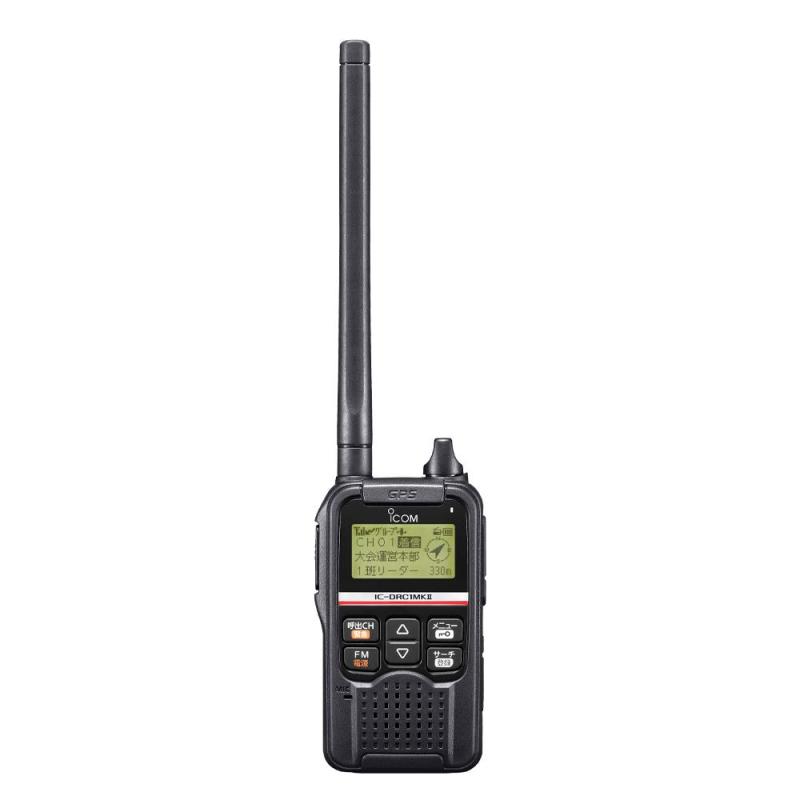 アイコム(ICOM) デジタル小電力コミュニティ無線 IC-DRC1MK2 黒送信出力 500mW寸法:幅(mm):55、奥行(mm):23.4、高さ(mm):101.5、アンテナ長(mm):150重量:約110g(付属品除く)、約163g(付属のアンテナ、バッテリー装着時)周波数範囲 142.934375~142.984375 MHz、 146.934375~146.984375 MHz