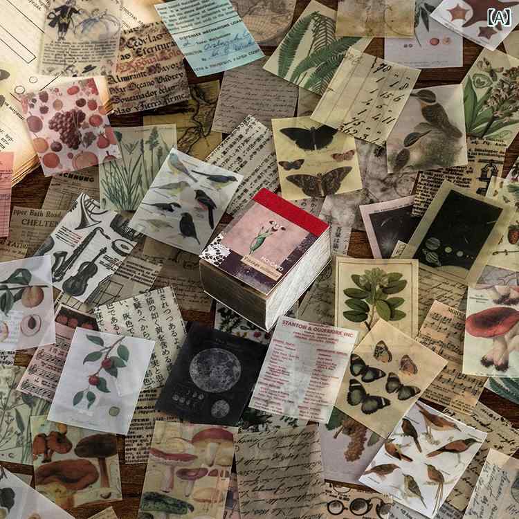 陌墨 硫酸紙 素材 本 一 日 一 ページ シリーズ 復古 清新 手帳 装飾 ステッカー 366 枚入 4 種類