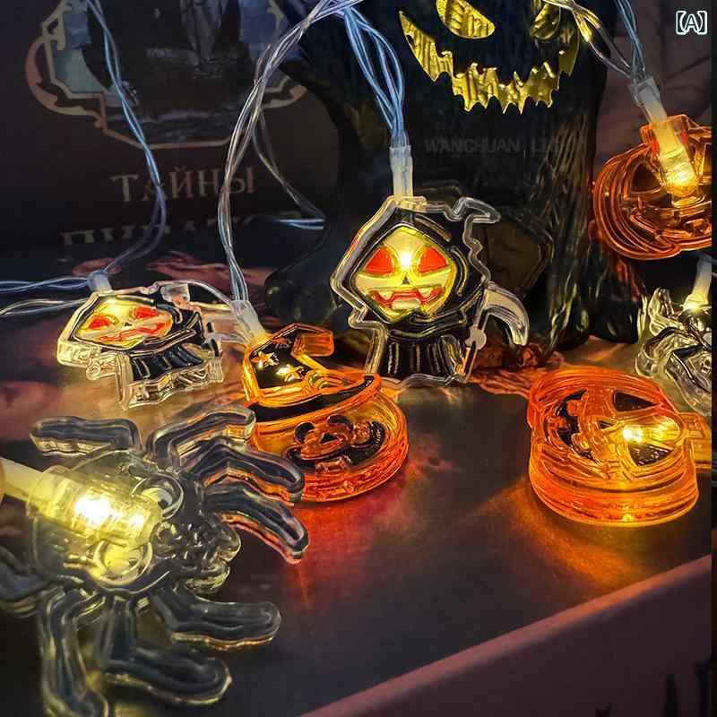 クロス ボーダー 新しい LED クモ 魔女 ハロウィン 装飾 ライトパーティーバー お...