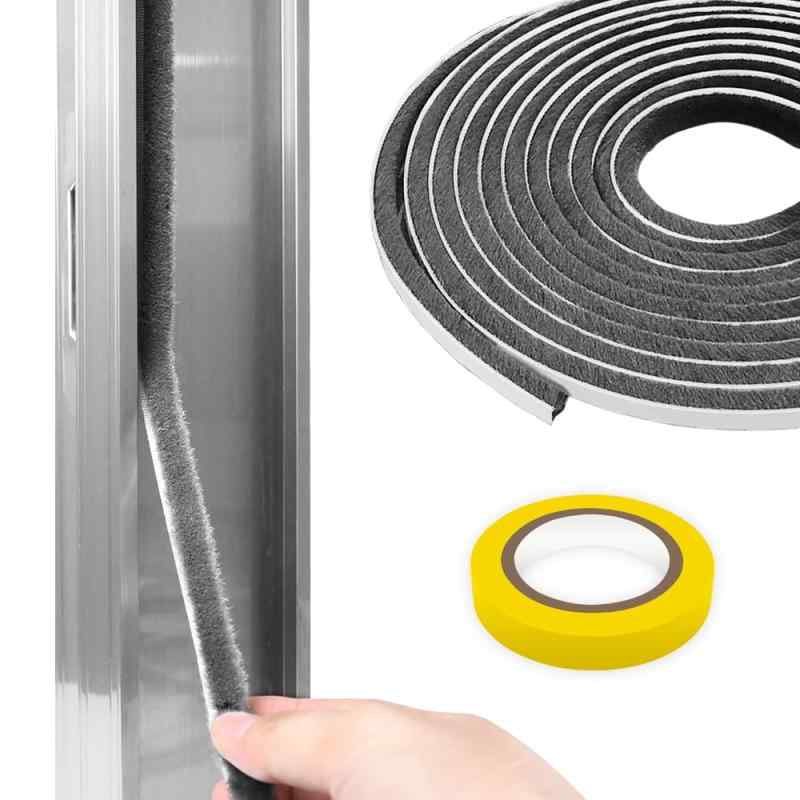 隙間テープ すきまモヘアテープ すきま風防止 全長10m 毛足長さ5mm 隙間風防止テープ 網戸 引き戸 玄関 ドア 隙間対策 窓 サッシ隙間 すきまテープ 防音テープ 寒さ対策 騒音軽減 虫よけ