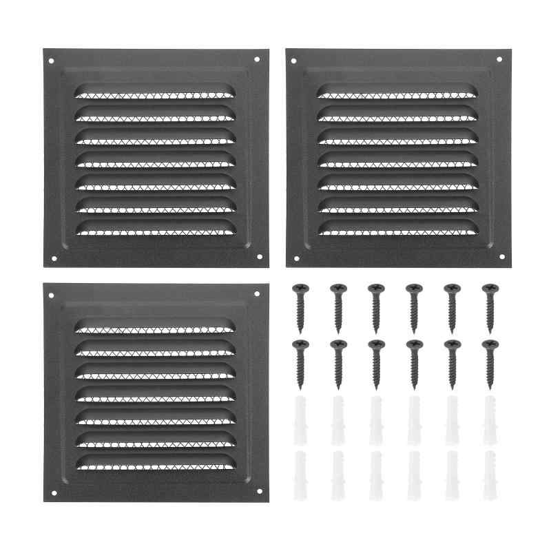 PATIKIL アルミニウム 切妻 出口 壁 コンセント 正方形 Soffit Vent HVAC ルーバー エアグリル 天井用スクリーン内蔵